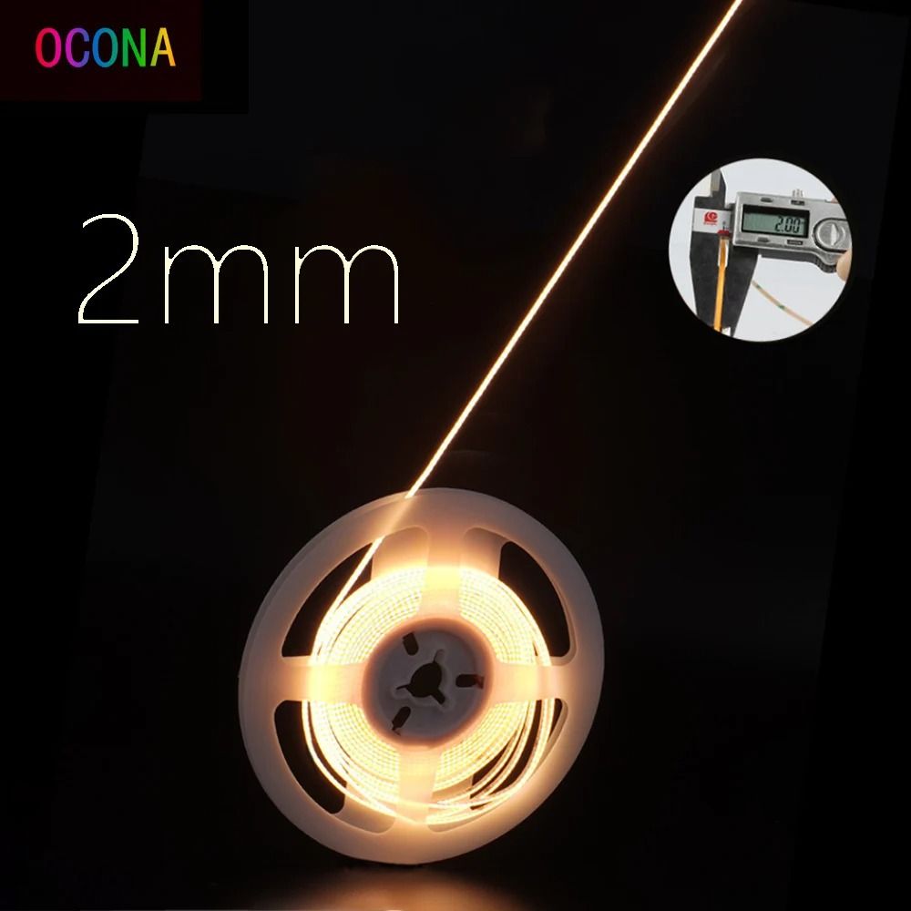 Ultimate Thin 2mm COB LED Strip Light 12V Flexible Tape Light For DIY And Cabinet Projects 0.5 M ice Blue