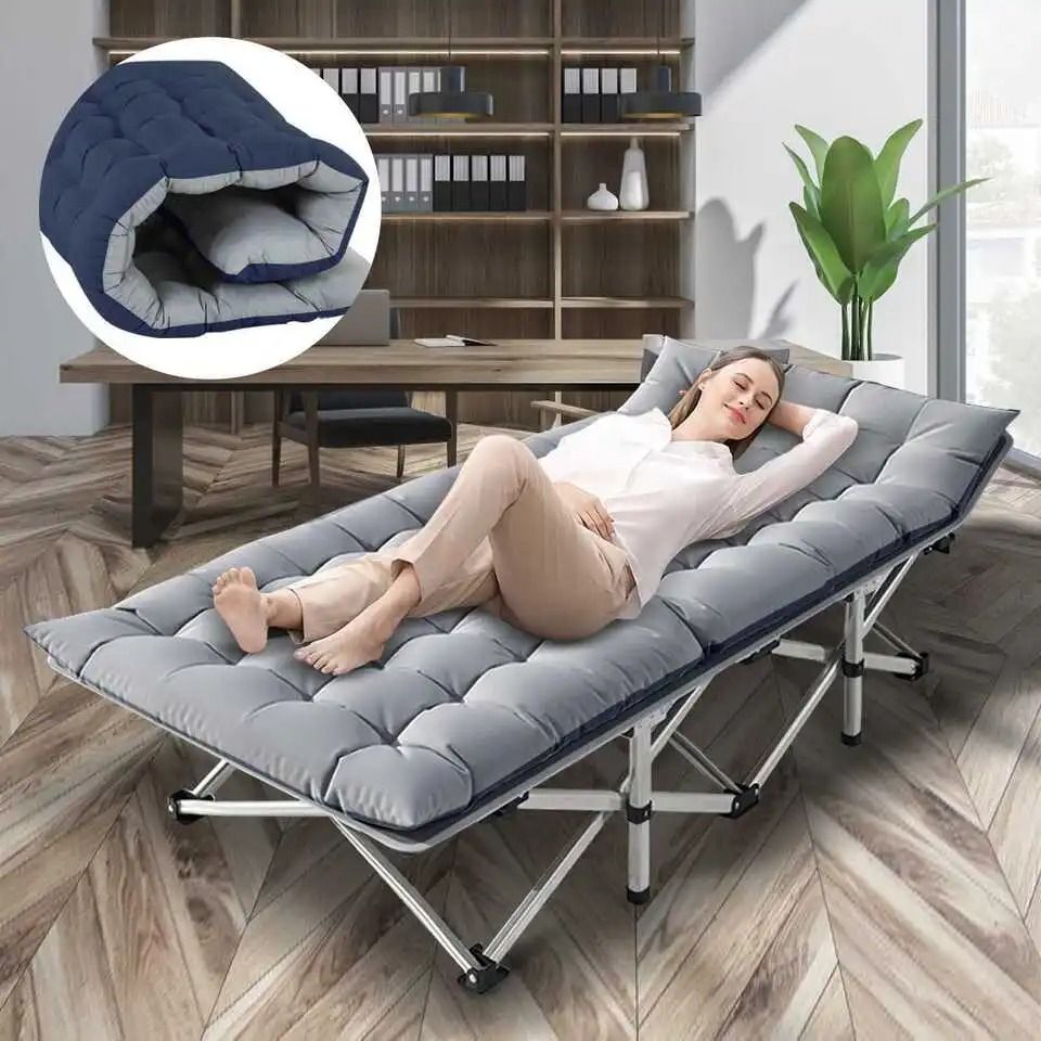 Heavy Duty Folding Camping Cot With Portable Design grey 190x71x37cm
