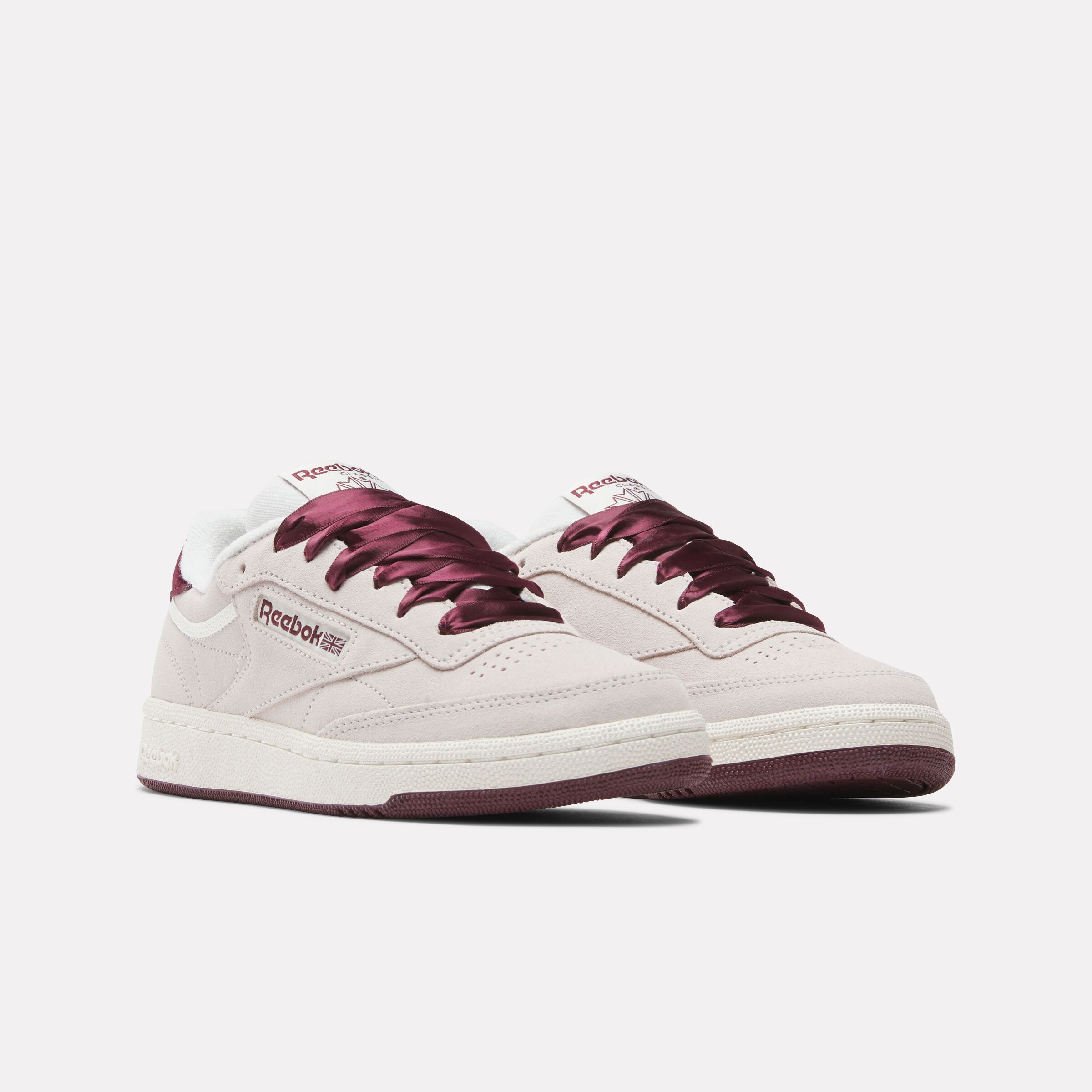 Sneaker REEBOK CLASSIC "CLUB C 85", Damen, Gr. 39, luxegrau, schwarzcherry, chalk, Leder, Textil, Schuhe Sneaker