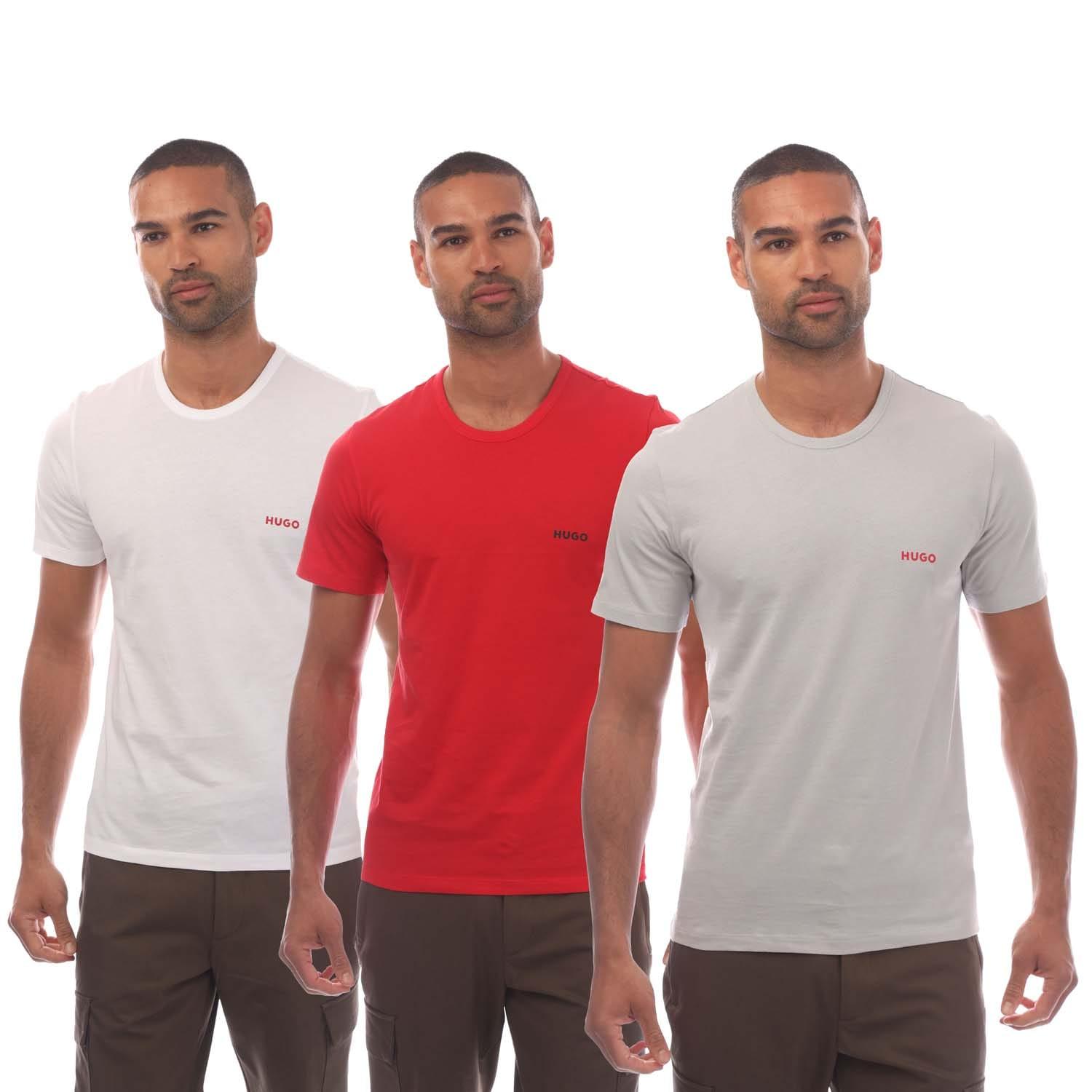 Hugo - T-Shirt für Herren(3er-Pack) (Weiß/Rot/Grau)