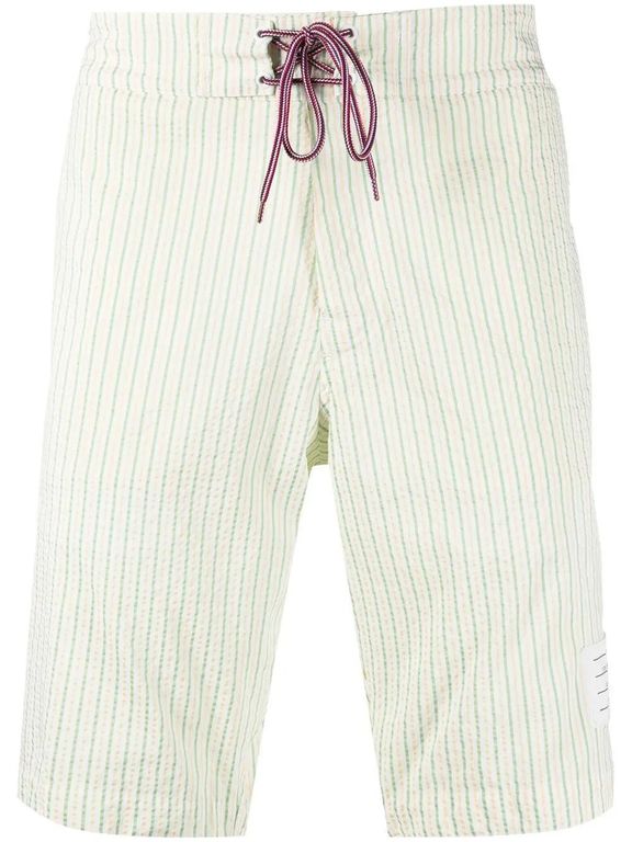 Striped Swimming Shorts - White - Thom Browne Beachwear