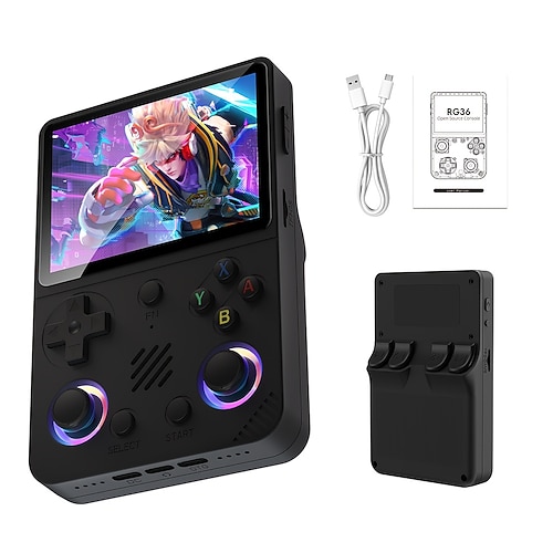 Console di gioco portatile RG36 Pro, chip di gioco professionale, scheda TF da 64 GB, schermo IPS ad alta definizione da 3,5 pollici, doppi joystick e pulsanti 3D, illuminazione a colori RGB, memoria