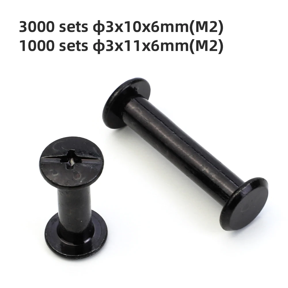 Kunden spezifische 3000sets m3x10mm bindende Chicago-Schrauben und 1000sets m3x11mm Leder niet schrauben schwarz Edelstahl Image