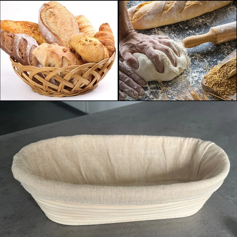 Natürliches ovales Rattan-Gebäck-Backzubehör, Gärkorb, Sauerteig, Banneton, Brot, Proofing, Teigwerkzeuge, gedämpfter Brötchenladen Image
