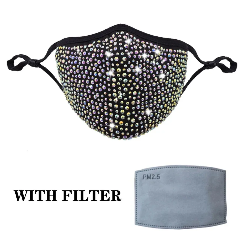 Bling Pailletten Maske Dekoration elastische Maske Schmuck für Frauen Mode Strass Unisex für Halloween Kostüm Cosplay Gesichtsmaske Image