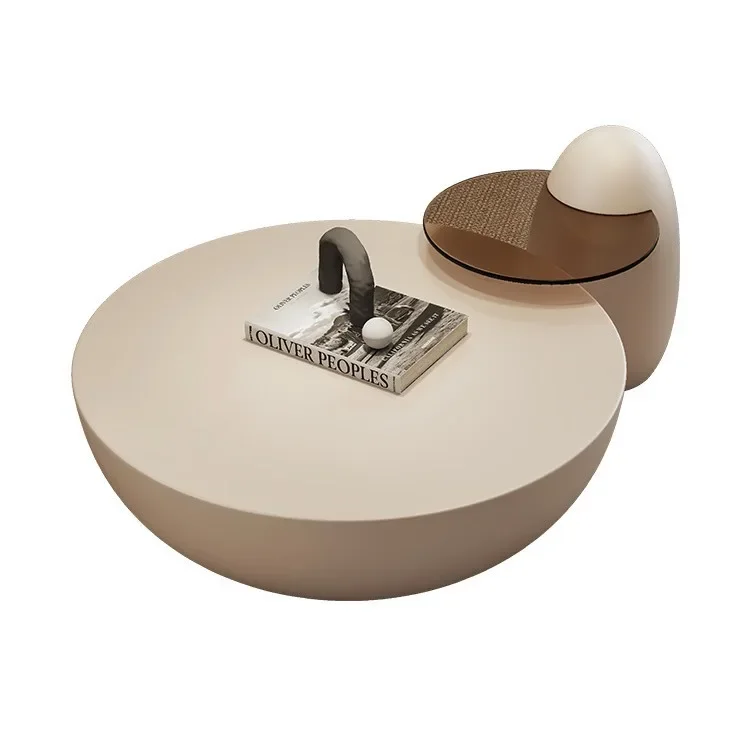 Italienischer minimalistischer runder Couchtisch, Wohnzimmer-Designer, High-End-Couchtisch, modern, leicht, luxuriös