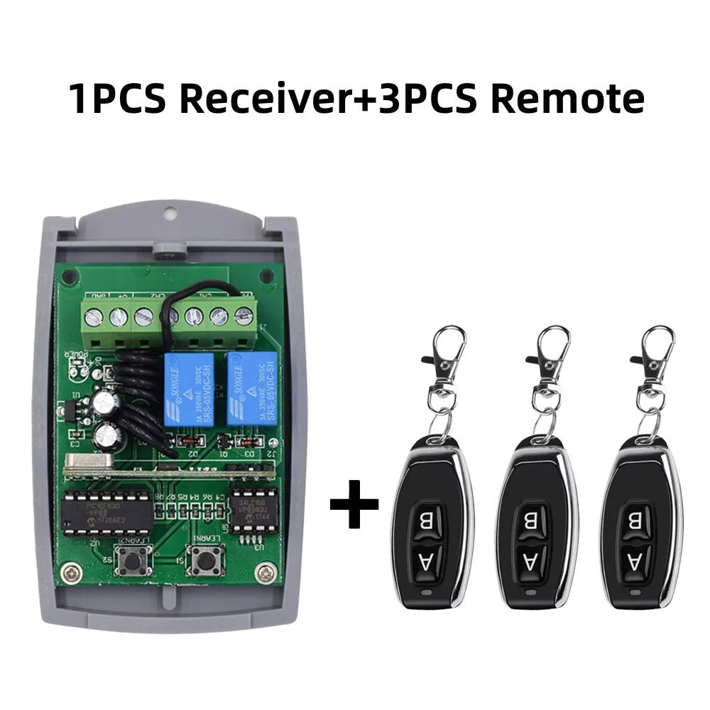 Universal 433mhz Fernbedienung Garagentor Empfänger 2CH 12V-24V Controller Toröffner 433,92mhz Sender Feste Rolling Code Image