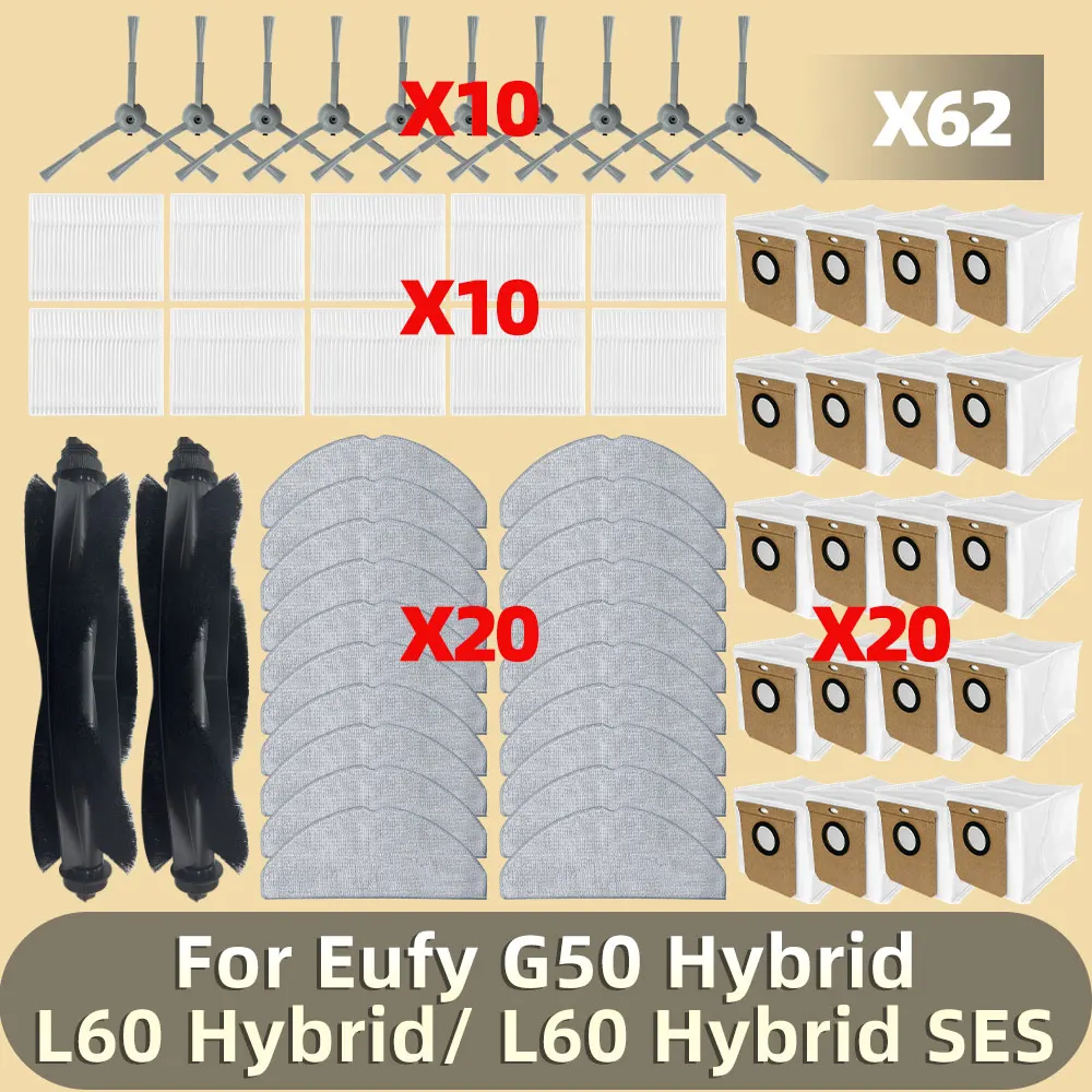 Ersatzteile passend für L60 Hybrid / L60 Hybrid SES, Eufy G50 Hybrid Vakuumwalze Seitenbürste Filter Mopp Tuch Staubbeutel Zubehör Image