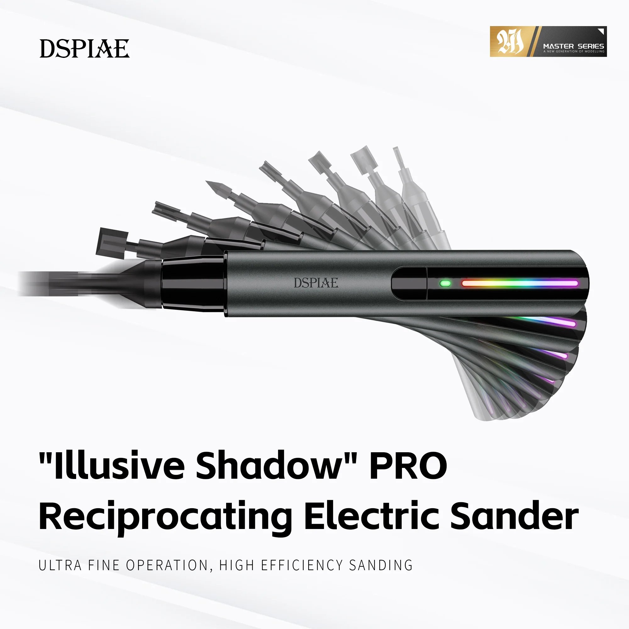 DSPIAE ES-A PRO Verbesserter „Illusive Shadow“ PRO elektrischer hin- und hergehender Schleifer für Montagemodell, Hobby, Schleifstift, Bastelwerkzeug Image