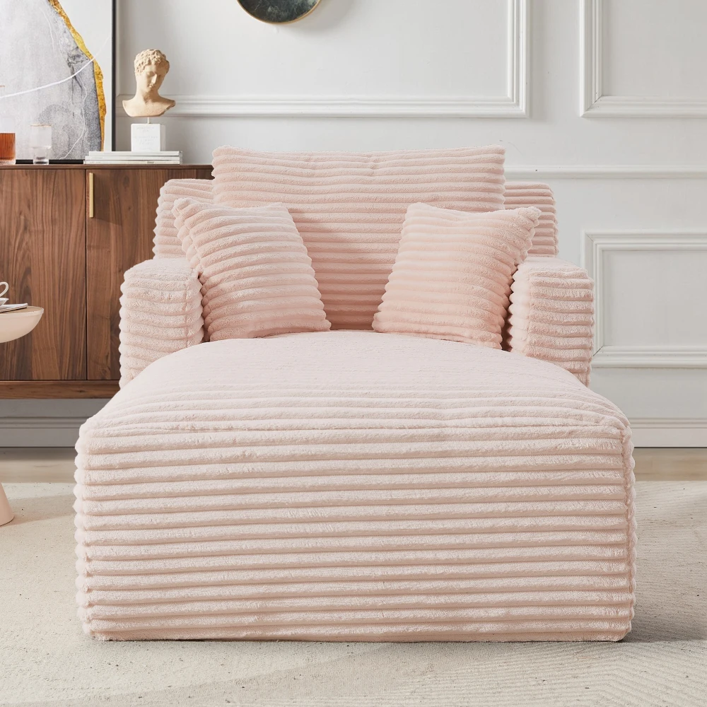 Modernes Chaiselongue-Sofa aus Cord, bequemes Schlafsofa / Relaxsessel ohne Montage, Loungesessel für Wohnzimmer, Büro und Apartment