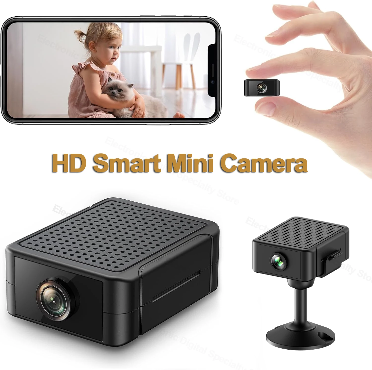 HD Smart Mini Kamera 4K Sicherheit Nachtsicht WIFI Überwachung Bewegungserkennung Warnungen SD/Cloud Storage Telefon App Steuerung Innen Image