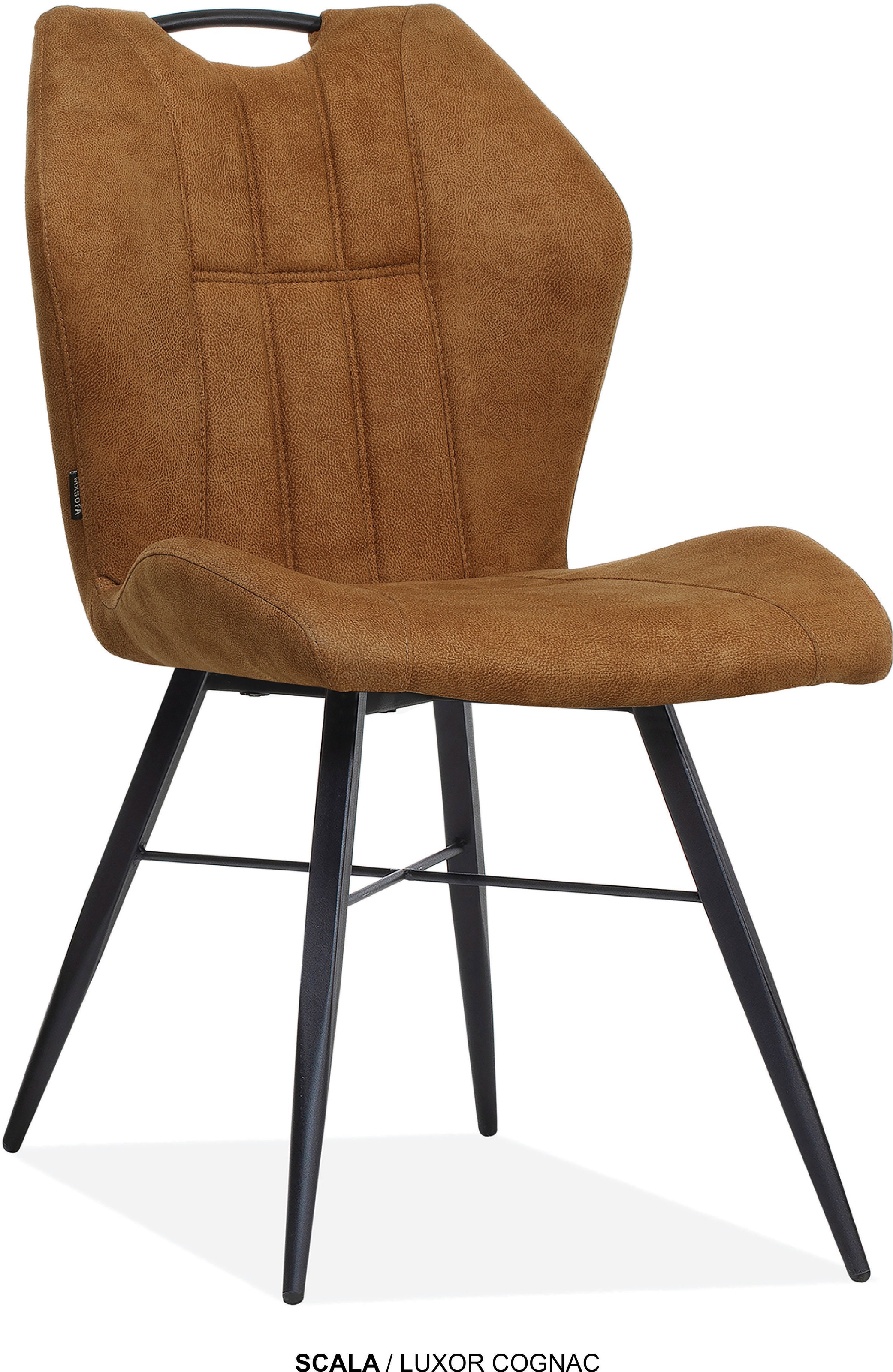 Esszimmerstuhl OMG DESIGN "Scala", cognac, schwarz, B:51cm H:90,5cm T:61cm, Polyester, Stühle, Esszimmerstuhl, Esszimmerstuhl, pflegeleichter Bezug