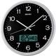 Seiko Motion QXL007A Analogue Digital Wall Clock, silver, Modern