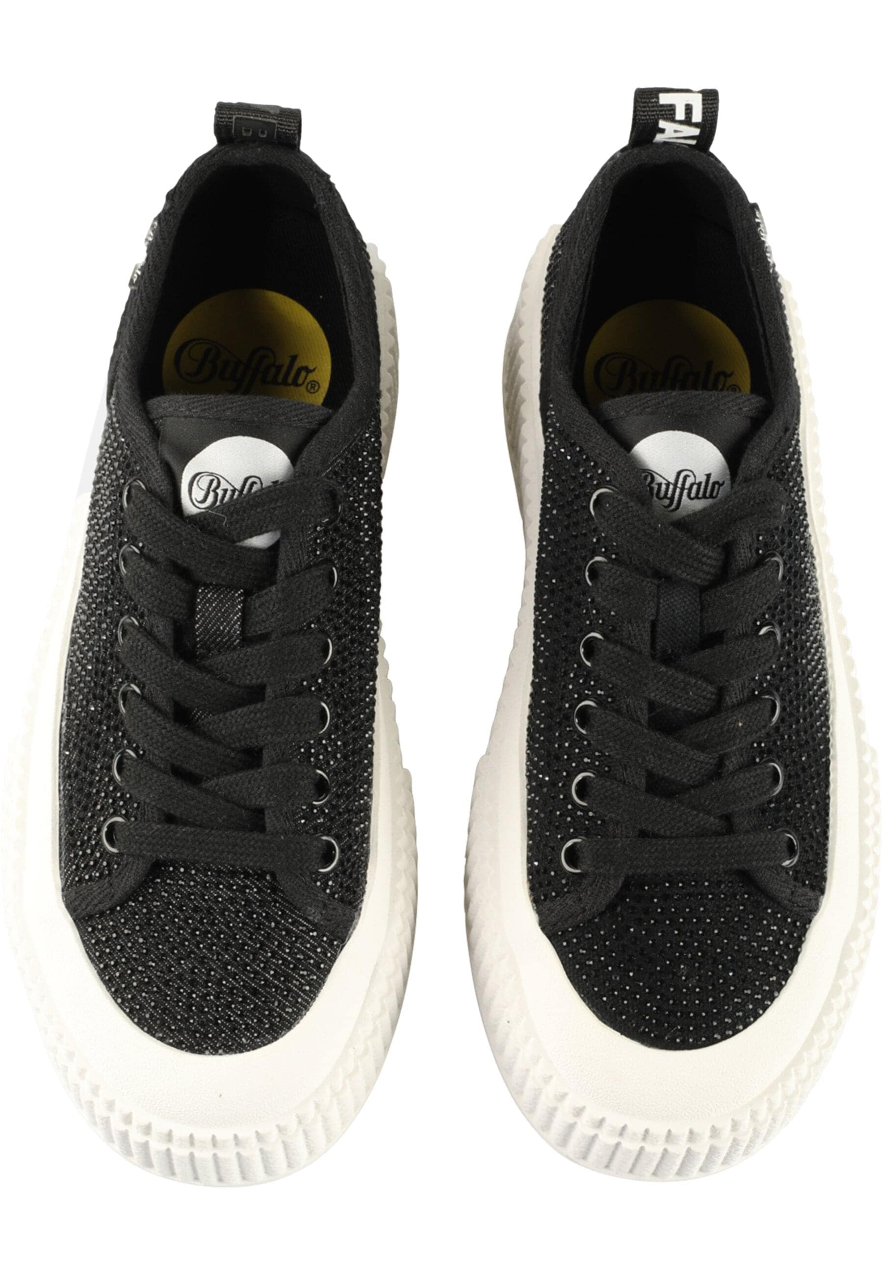 Trainingsschuh BUFFALO "Buffalo MADISON GLAM", Damen, Gr. 38, schwarz, Baumwolle, unifarben, Schuhe