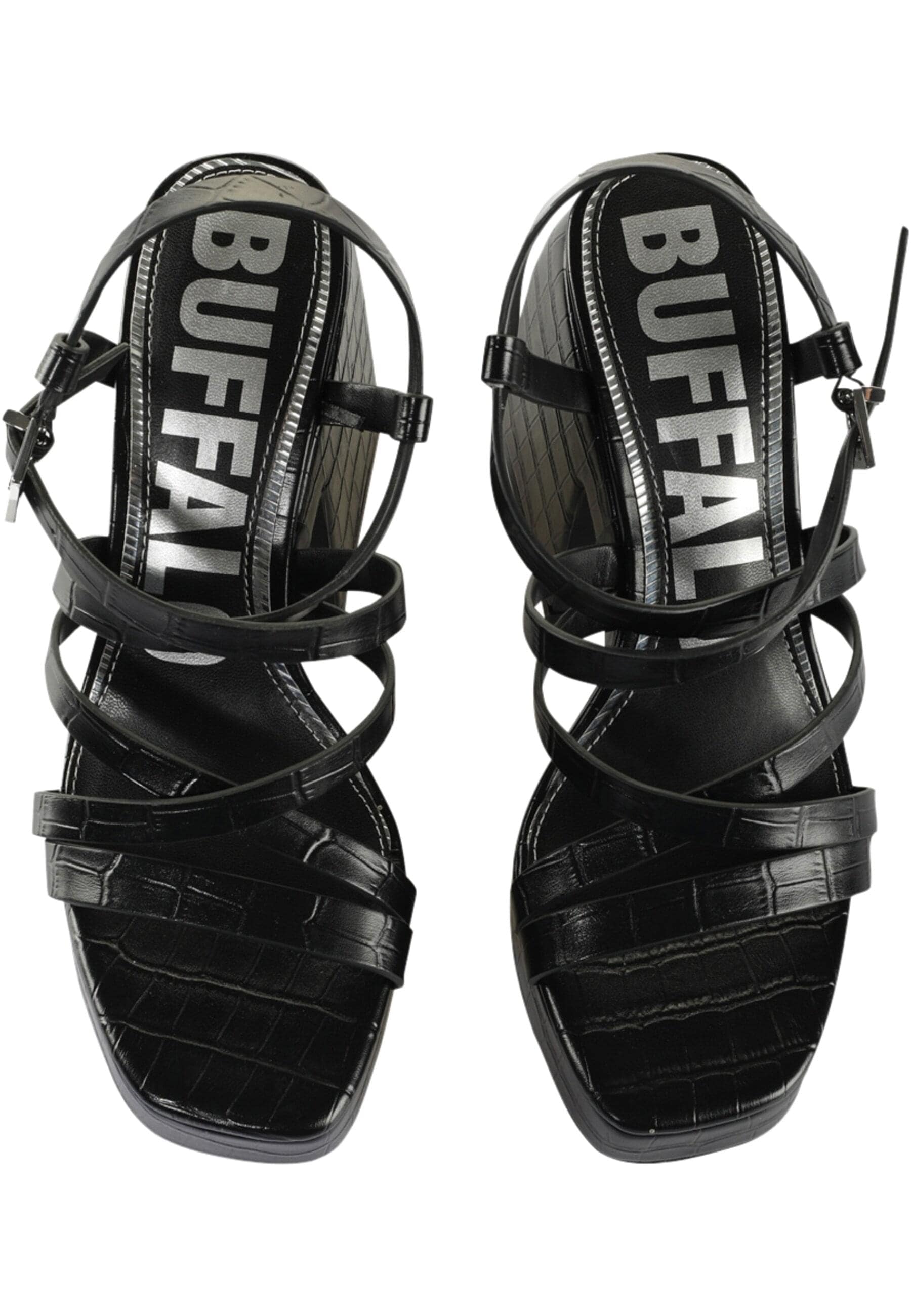 High-Heel-Pumps BUFFALO "Buffalo Buffalo Sydney MSS - Vegan Nappa", Damen, Gr. 40, schwarzcroco, Kunstfaser, unifarben, Schuhe