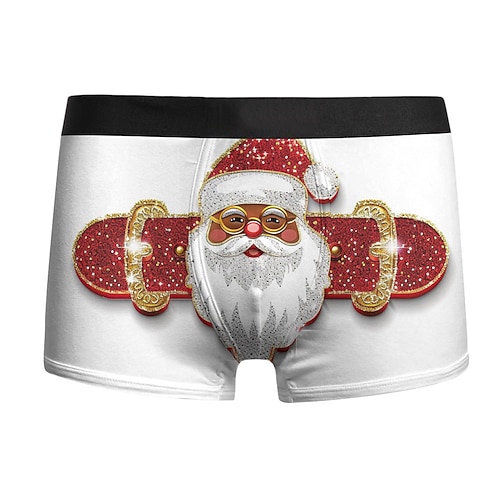 Weihnachten Kurze Boxershorts Unterwäsche Weihnachtsgeschenk Weihnachtsmann Grafik Neuartige Komisch für Herren Erwachsene 3D-Druck für Weihnachten Karneval Neujahr Party Image