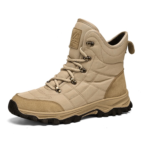 hellbraune, isolierte Schneestiefel für Herren mit hoher Knöchelstütze und wasserdichtem Material – strapazierfähiges Schuhwerk für Wanderungen und Outdoor-Erkundungen bei kaltem Wetter Image