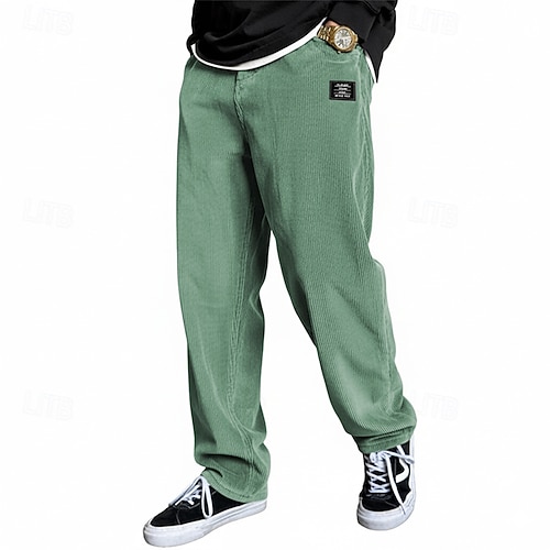 Herren Baggy-Jogginghose Jogginghose Hose Cordhose Kordelzug Tasche Elastischer Bund Einfach Komfort Sport im Freien Täglich Mode Lässig Blau Hellgrün Mikroelastisch Image