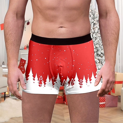 Weihnachten Kurze Boxershorts Unterwäsche Weihnachtsgeschenk Weihnachtsmann Grafik Neuartige Komisch für Herren Erwachsene 3D-Druck für Weihnachten Karneval Neujahr Party Image