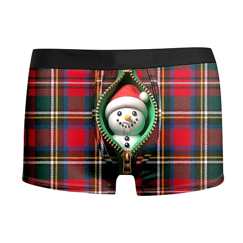 Weihnachten Kurze Boxershorts Unterwäsche Weihnachtsgeschenk Schneemann Grafik Neuartige Komisch für Herren Erwachsene 3D-Druck für Weihnachten Karneval Neujahr Party Image