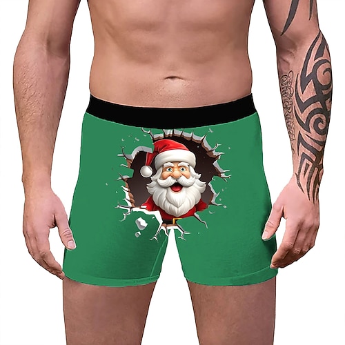 Weihnachten Kurze Boxershorts Unterwäsche Weihnachtsgeschenk Weihnachtsmann Grafik Neuartige Komisch für Herren Erwachsene 3D-Druck für Weihnachten Karneval Neujahr Party Image