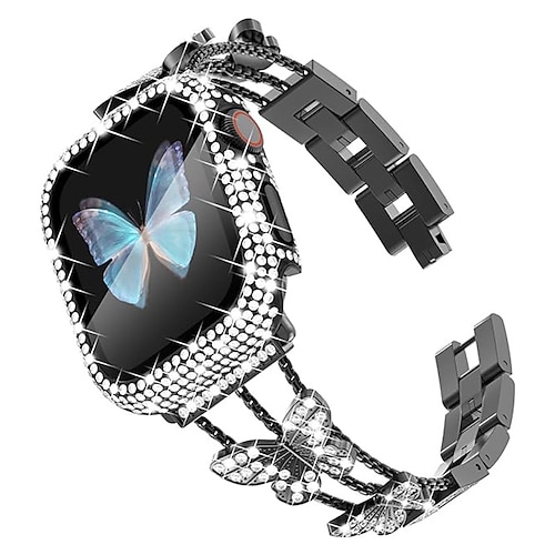 Schmuck Armband Kompatibel mit Apple Watch Armband 38mm 40mm 41mm 42mm 44mm 45mm 49mm Damen Glitzer Bling-Diamant Edelstahl Ersatzarmband für iwatch Ultra 3 2 Series 11 10 9 8 7 SE 6 5 4 3 2 1 Image