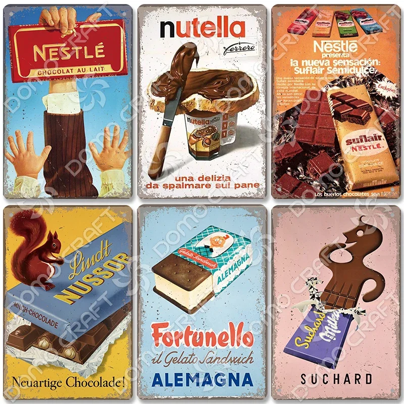 Vintage Milchschokolade Blechschild Metallschild Poster für Café Küche Esszimmer Retro Candy Cream Wanddekoration Image