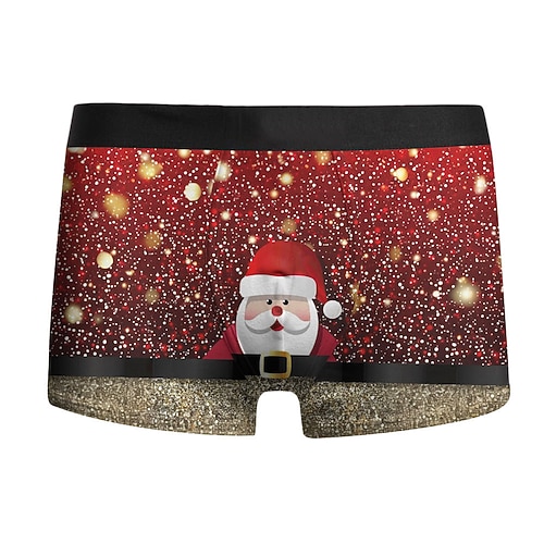 Weihnachten Kurze Boxershorts Unterwäsche Weihnachtsgeschenk Weihnachtsmann Grafik Neuartige Komisch für Herren Erwachsene 3D-Druck für Weihnachten Karneval Neujahr Party Image