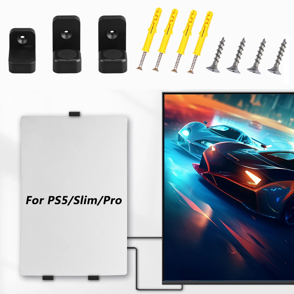 3PCS Wand Halterung Halter Halterung für PS5/Slim/Pro Konsole Lagerung Aufhänger Haken Rack Ständer mit Schraube für PlayStation PS5 Zubehör Image