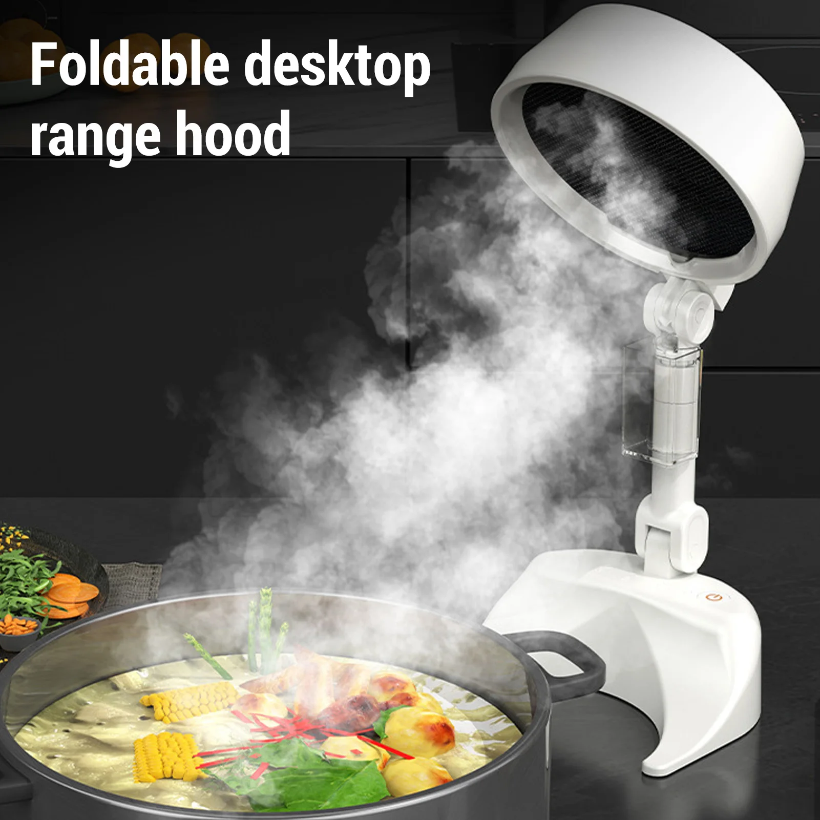 Desktop Cooker Hood Tabletop Range Hood 8W 3 Speed Strong Suction Low Noise Multifunction Foldable Portable Kitchen Exhaust Fan