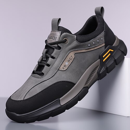 Herren-Freizeitsneaker in Hellbraun und Schwarz – bequemes Schnürdesign, trendig und langlebig für den Alltag und Freizeitausflüge Image