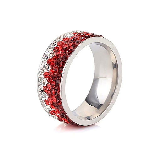 Weihnachtsring aus Edelstahl für Herren – stilvolles Band mit roten, blauen und schwarzen Strasssteinen – perfektes Weihnachtsaccessoire für Männer – festliches Weihnachtsschmuckgeschenk Image