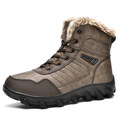 Schwarze Herren-Wanderstiefel mit Reißverschluss und Kunstfellfutter – stylisch und warm für den Winter im Freien und bei Schnee Image