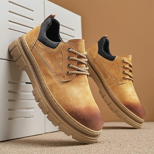 Freizeit-Sneakers aus hellbraunem Kunstleder für Herren – stylisches Schnürdesign mit strapazierfähiger Gummisohle, perfekt für die Freizeit und den Alltag Image