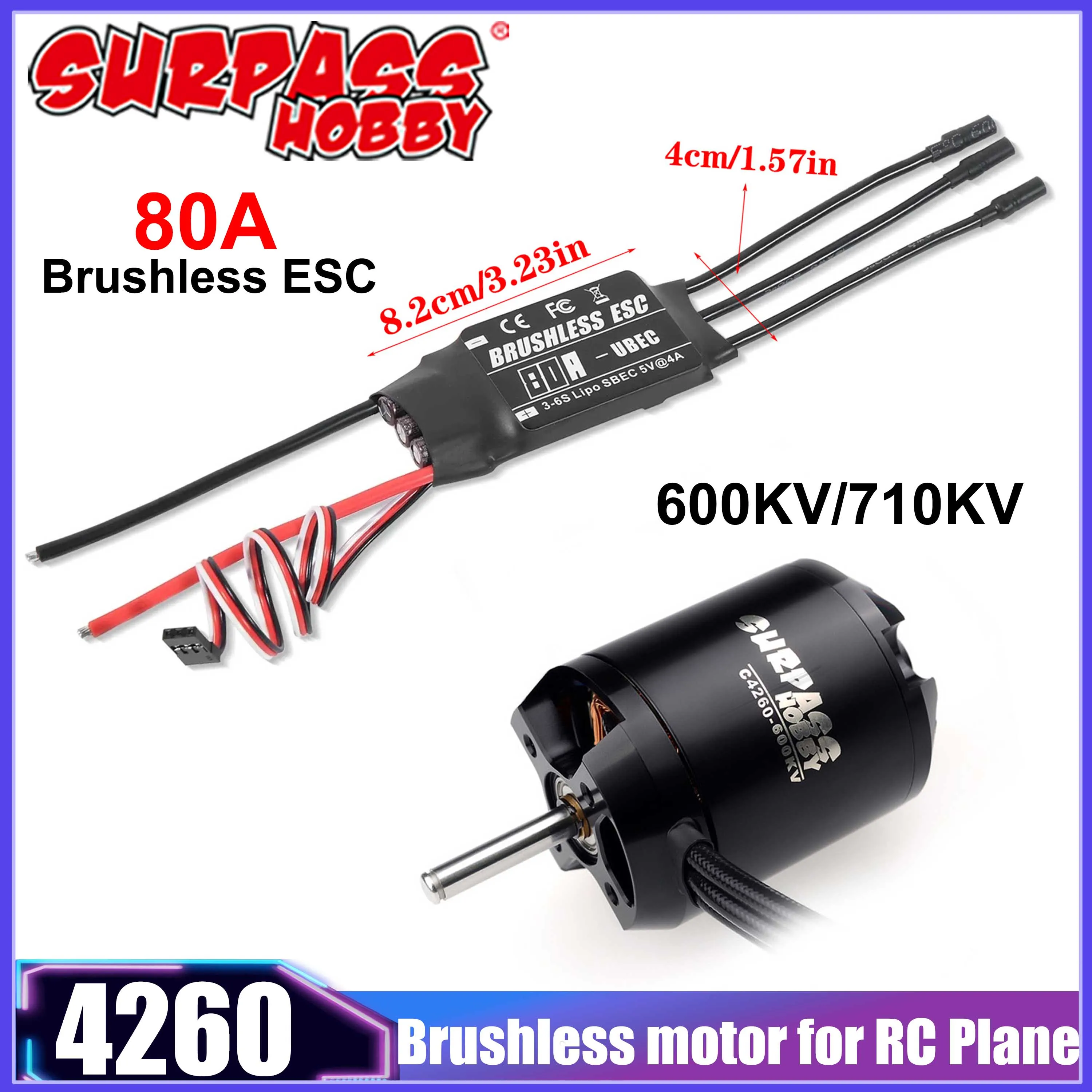 Surpass Hobby 4260 Bürstenloser Motor 600KV 710KV 80A ESC Combo für RC Airpalne Starrflügel FPV Racing Drone Multicopters DIY Teile