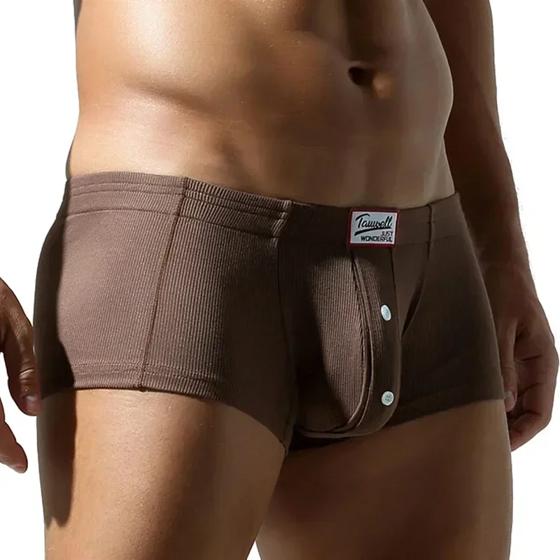 Herren Boxy Unterwäsche, gerippte Baumwolle, atmungsaktive Komfort-Boxershorts, Jugend, niedrige Taille, U-konvexe Beutelknöpfe, Sewat Absorp Sports Pantie Image