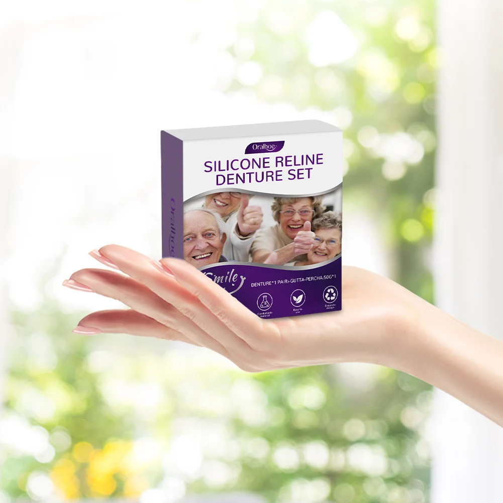 Reline-Prothesenset aus Silikon, weiche Prothesen, falsche Zähne, verschleißfestes Prothesen-Silikon-Set, weiches Prothesen-Set für Männer und Frauen Image