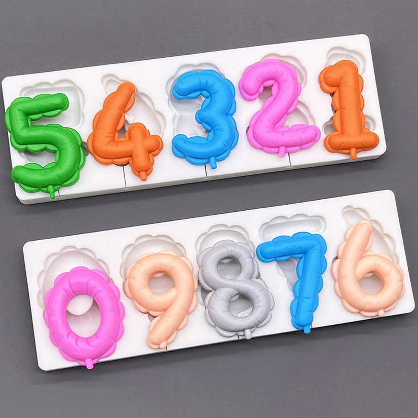 Zahl Lollipop Silikon Sugarcraft Form Harz Werkzeuge Cupcake Fondant Kuchen Dekorieren Werkzeuge Image
