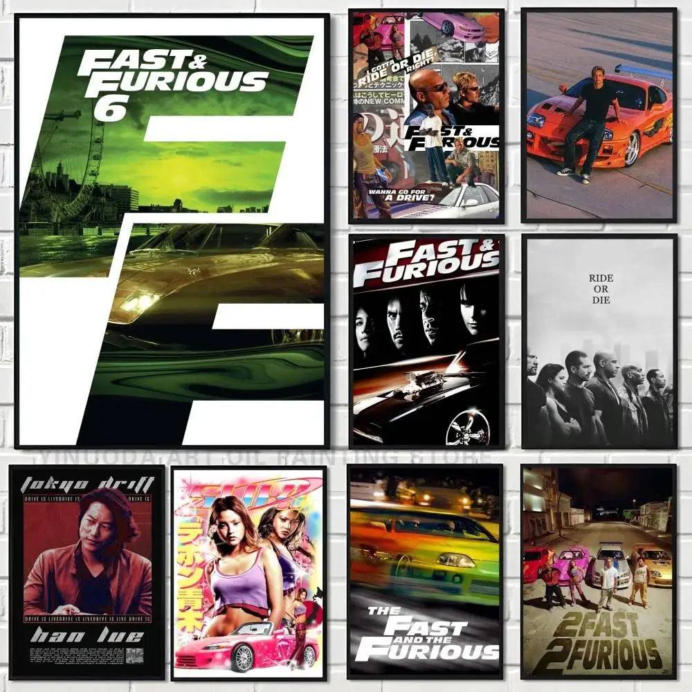 Fast and Furious Poster, Wandkunstdruck, wasserdicht, für Zuhause, Wohnzimmer, Schlafzimmer, Bar, ästhetisches Dekor