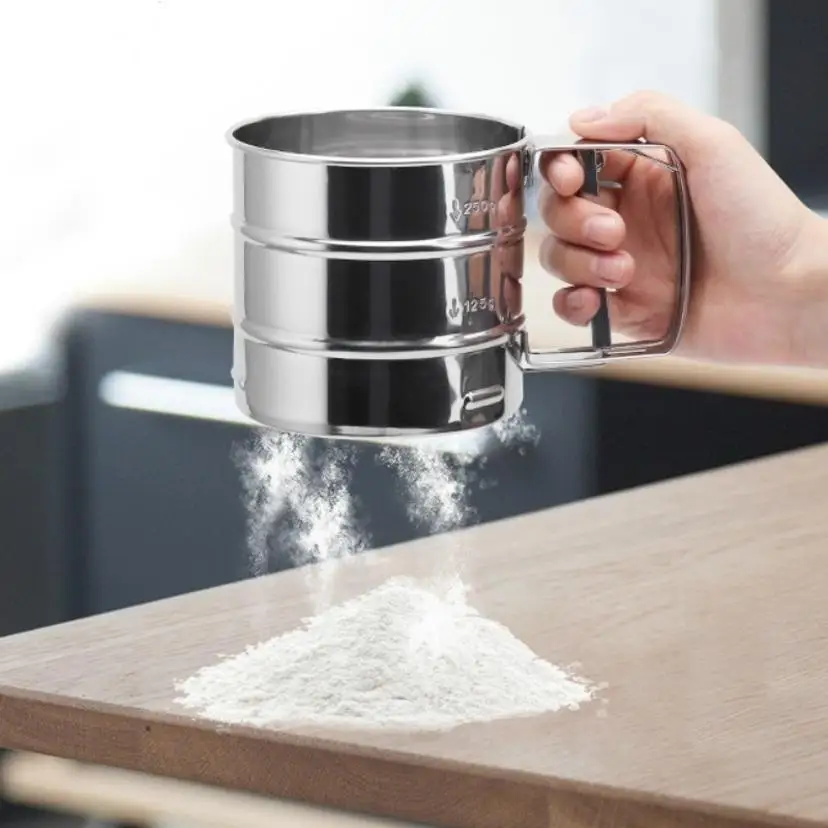 1 Stück Handgehaltene kleine Mehl Sieb Backgeräte Edelstahl Handgehaltene Mehl Sieb Cup Edelstahl Pulver Sieb
