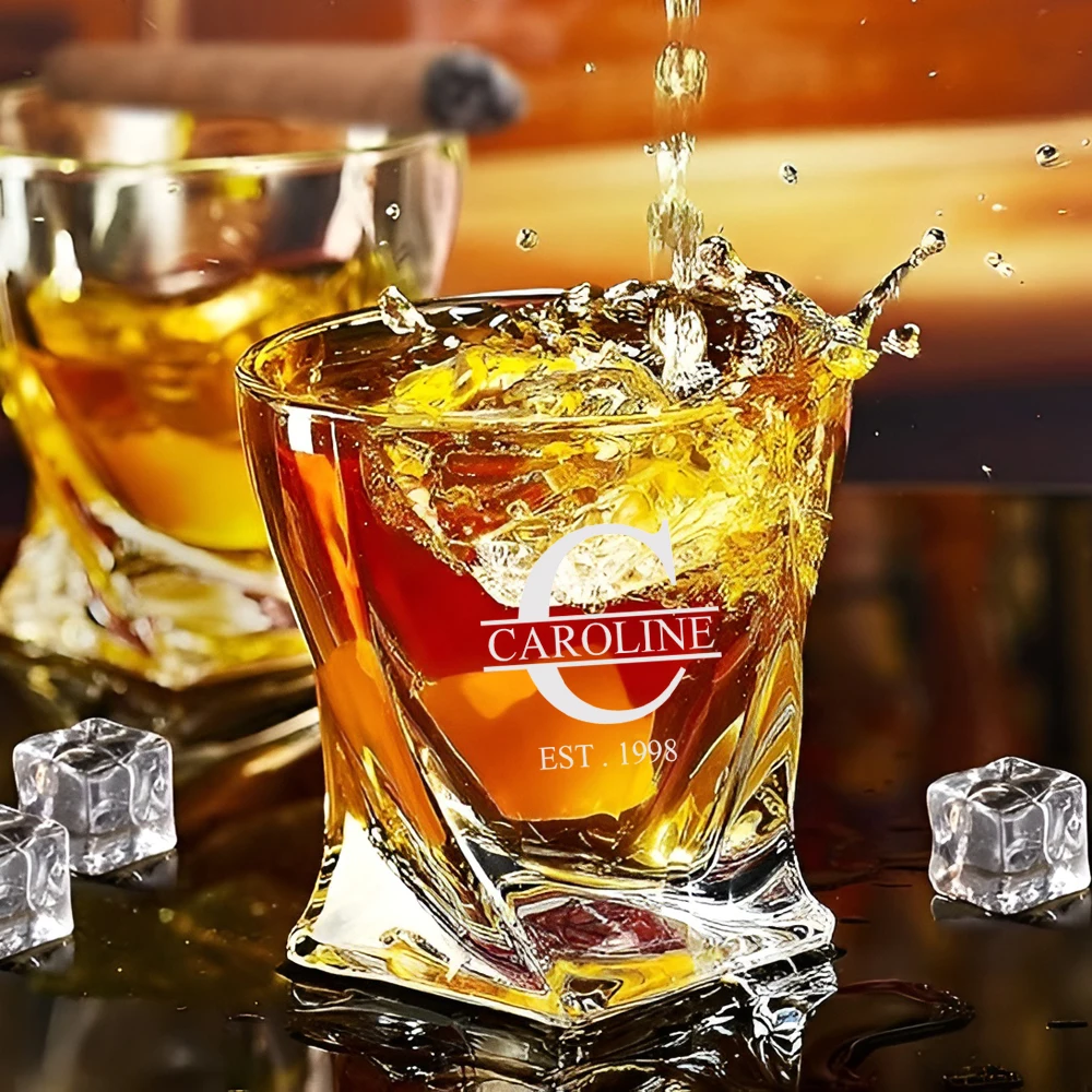 1/2 Stück personalisiertes Whiskyglas, gedrehtes Whiskyglas für Trauzeuge, Trauzeuge, Geschenk, individuelles Whiskyglas, Schnapsgläser, Hochzeit Image