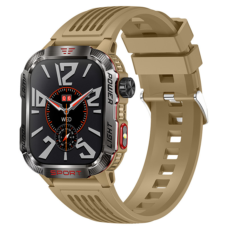 New LED Flashlight Smart Watch Men Bluetooth Call Waterproof 600mAh Battery Smartwatch Heart Rate Monitor Smart Watch