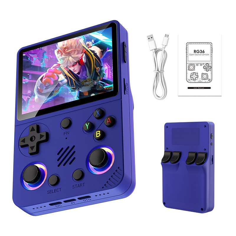 RG36 PRO portable game console professional gaming chip 64GB TF card 3.5-inch IPS high-definition screen dual 3D joysticks and buttons RGB color lighting retro design Valentine's Day Gift