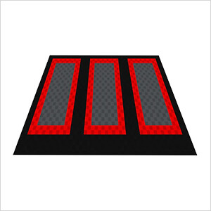 Swisstrax Ribtrax Pro Three Car Garage Floor Tile Mat (Jet Black / Racing Red / Slate Grey)