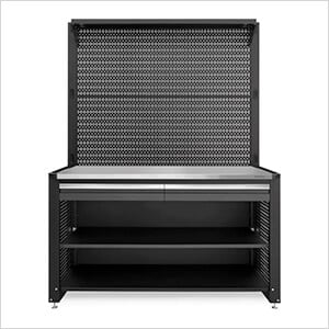 NewAge Garage Cabinets PRO Series Grey 62-Inch Workstation with Stainless Steel Top and 30 Piece Accessory Kit