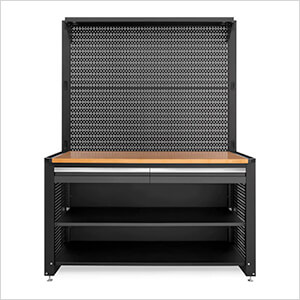 NewAge Garage Cabinets PRO Series Grey 62-Inch Workstation with Bamboo Top and 30 Piece Accessory Kit