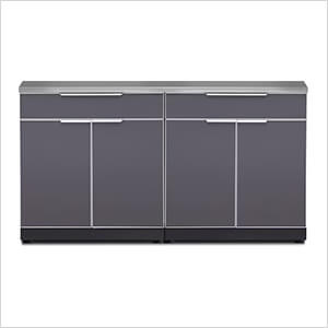NewAge Outdoor Kitchens Aluminum Slate 3-Piece Outdoor Kitchen Set with Countertops and Covers