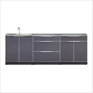 NewAge Outdoor Kitchens Aluminum Slate 4-Piece Outdoor Kitchen Set with Countertops and Covers