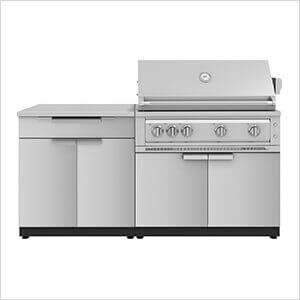 NewAge Outdoor Kitchens Stainless Steel 4-Piece Outdoor Kitchen Set with 40-Inch Liquid Propane Platinum Grill