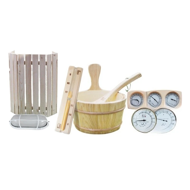 Dampfbad-Zubehör, Sauna-Eimer, Sauna-Raumthermometer, feuchtigkeitsbeständiges, explosionsgeschütztes Licht, Timing, Sanduhr, Sauna, Dampf